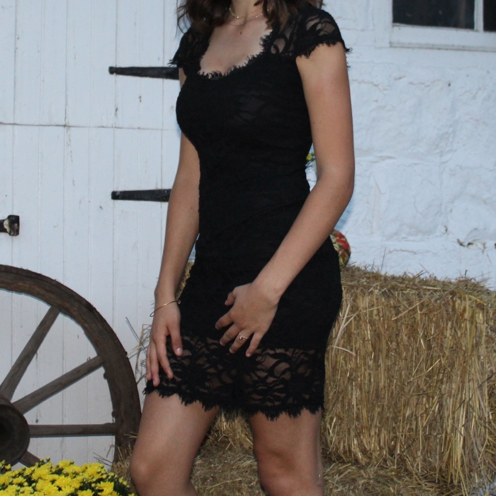 Black lace cocktail dress
